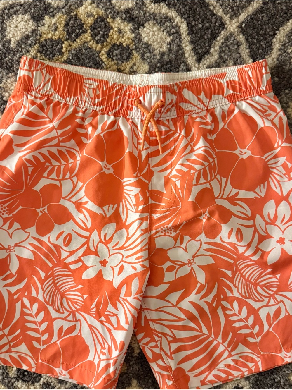 abercrombie kids Orange and White Floral Swim Shorts new without tags size 13/14